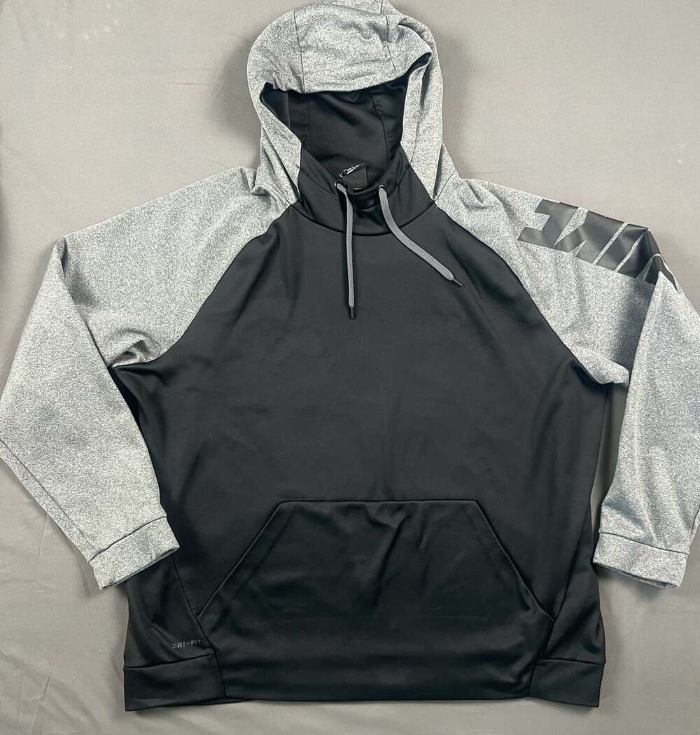 Nike Dri-FIT Colorblock Pullover Hoodie Gray Black Men's Size XXL